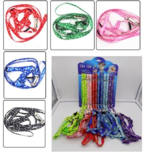 Correa para mascotas y pechera, para mascotas pequeñas de Nylon con arnes ajustable 1.5mts.