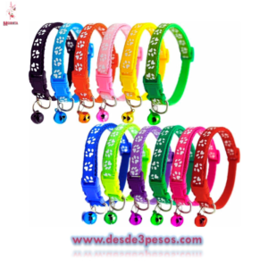 Collar para Mascotas 6 colores , diametro 18cm. Largo Ajustable, con cascabel. 1.5cm. Ancho