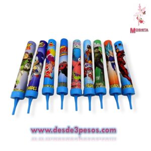 Vela Chisperos para Niño de Dibujos Animados varios personajes 12cm.