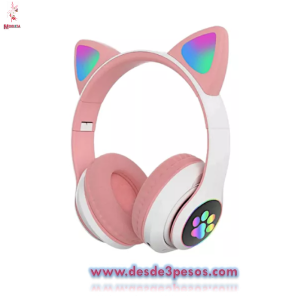 Audifonos Inalambricos Bluetooth en color azul Orejitas con luz MX/04995 - Imagen 2