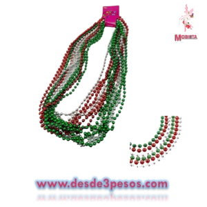 Collar TRICOLOR de bolitas metalicas 38 cm aprox. precio por pieza