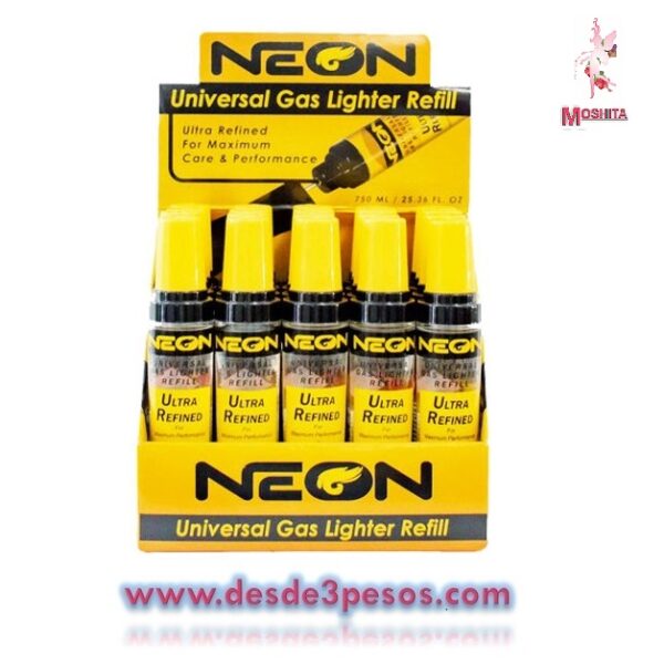 GAS BUTANO NEON REFILL 18ML Caja con 20pza. Precio es por 1pza. - Imagen 2