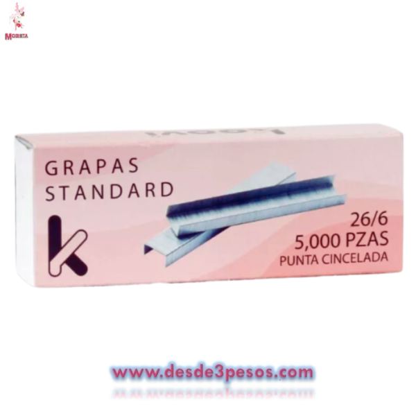 Grapas Estandar 26/6 5,000 pza. punta cincelada - Imagen 3
