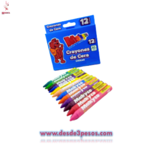 Crayolas de Cera Makyco NO toxico caja con 12pza. 10cm. Alto