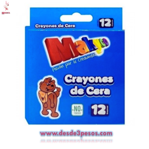 Crayolas de cera GRUESO Makyco caja con 12pza. 11cm. Alto x 1cm. Ancho - Imagen 2