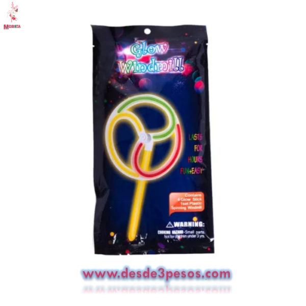 Resplandor Molino de Viento Luminoso Neon bolsa con 1pza. 45cm. Aprox. - Imagen 2