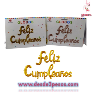 Tira de Globos Feliz Cumpleaños en color 135cm. Largo X 18 de ancho aprox.