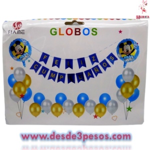 Juego de Globos 27 pza. 2 redondos de Mickey 45cm. Diametro,
