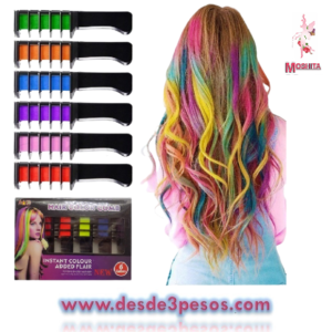 Juego de 6 peines de Tinte diferente color para el cabello en crema Temporal Lavable 15cm. Largo