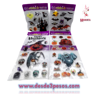 Pegotes para Ventana Figuras para Halloween planilla de 26 x 20 cm. Con 8 figuras