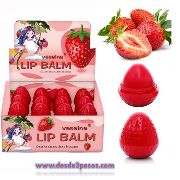 Lip Balsamo Fresa caja con 24pza. Precio por 1pza. 6cm. Alto