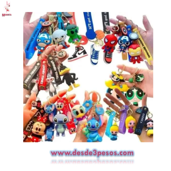 Llavero De Personajes Disney en varios modelos de goma 6 x 7cm. Aprox.