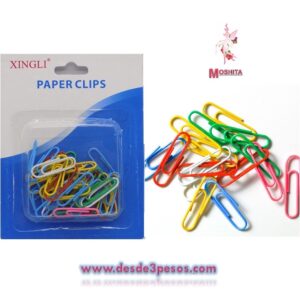Blister con 40 Clips de metal en colores 4cm.