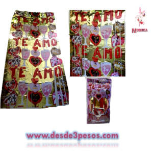 Cortinas Para Fiestas Metalicas San Valentin Diseñada como FOTO 2 Metros de Largo x 1 Metro de Ancho
