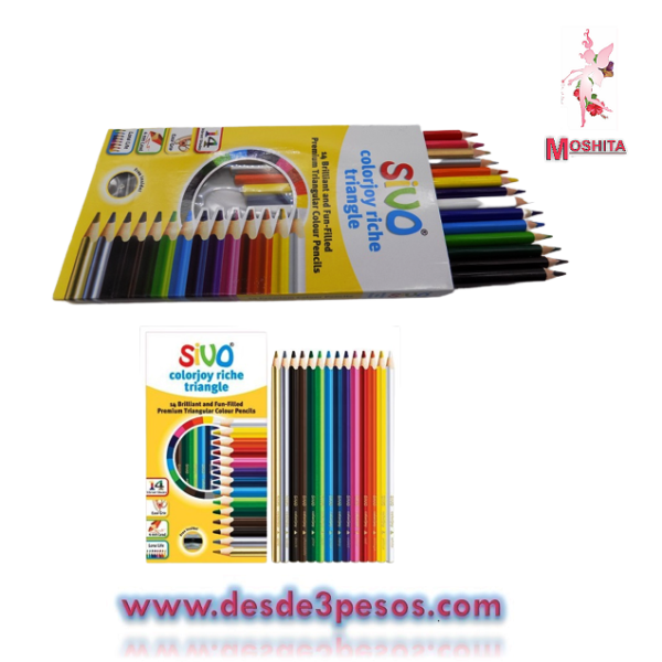 Lapiz de Color SIVO 14pza. Con Sacapuntas 18cm. De largo - Imagen 2
