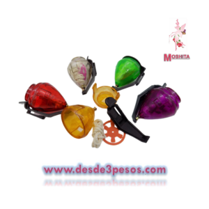 Trompo de Plastico resistente con Punta Metalica Incluye Cuerda Porta trompos y accesorio 5 tonos 9 x 5cm.