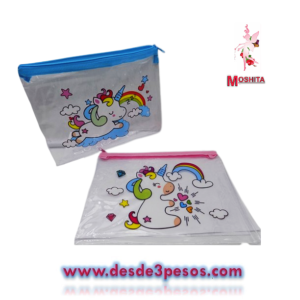 Lapicera de Hule con diferentes dibujos para niña 22 x 16cm
