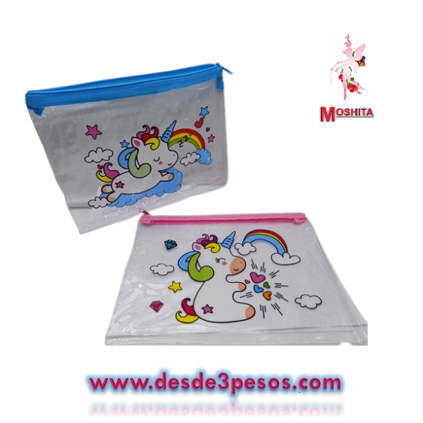 Lapicera de Hule con diferentes dibujos para niña 22 x 16cm