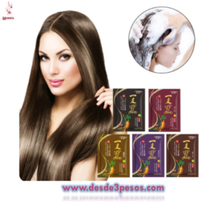 Shampoo Tinte Instantaneo 15 minutos Cubre Canas Jengibre 7 tonos 30g.