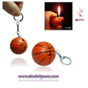 Encendedor recargables con forma de baloncesto, encendedor de cigarrillos de Gas butano, adornos de llavero 4cm. De di?metro