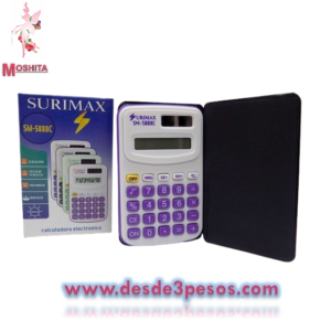 Calculadora electronica SM-5888C 8 d?gitos, tecla de plastico incluye bateria SURIMAX 9.5 x 6cm.