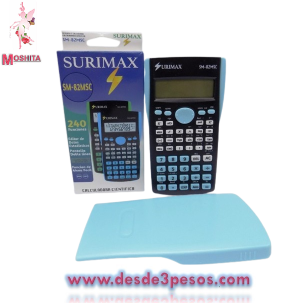 Calculadora cient?fica 240 funciones editor de datos pantalla doble l?nea SURIMAX SM-82MSC 15 X 8cm