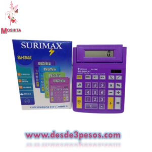 Calculadora electrinica 8digitos, tecla cristal, bateria y memoria SURIMAX SM-111B 14 X 19cm.