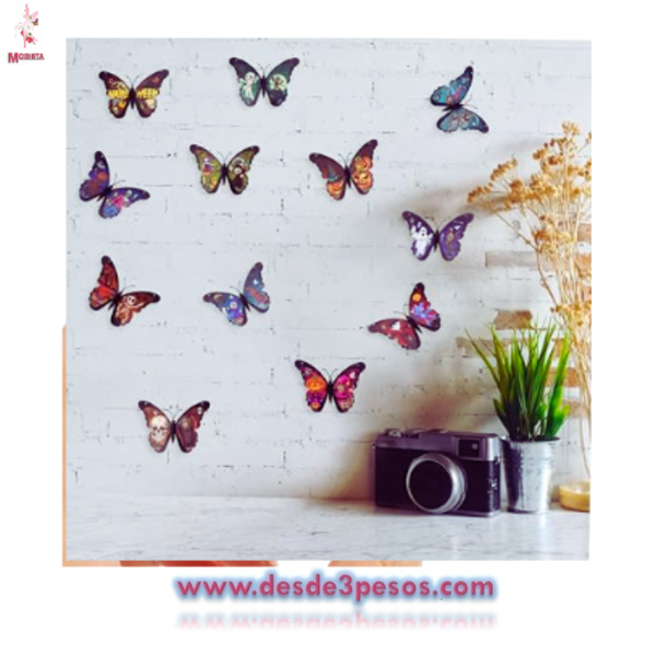 Bolsa con 9 mariposas plastificadas con figuras de Halloween con iman 10 x 7cm.