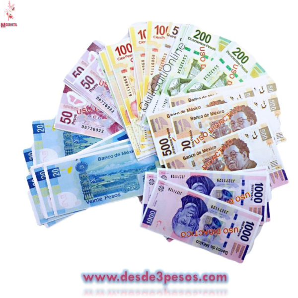 Billete Didactico Juguete Utileria Contar Matematica 12 X 3.5 cm.