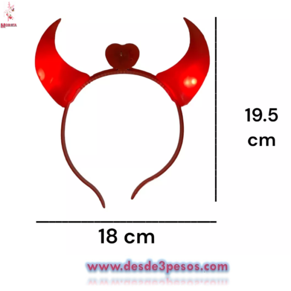 Diadema Diablita con Luz pilas incluidas - Imagen 4