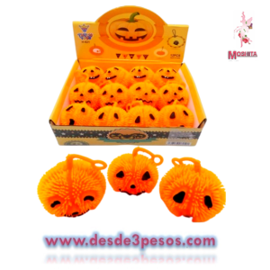 Yoyo calabaza pegaloco con luz con 3 diferentes presentacion de carita