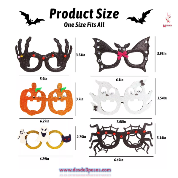 Lentes para Halloween 3 modelos material de tipo Fomi adiamantado - Imagen 3