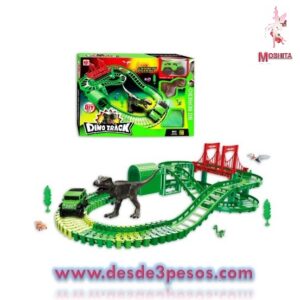 Pista DINO TRACK 72pza. Para armar de pl?stico 36 x 25cm. Medidas de caja