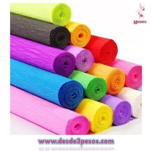 Rollo de papel Crepe en colores 2 metros de largo por medio de ancho Rollo por color