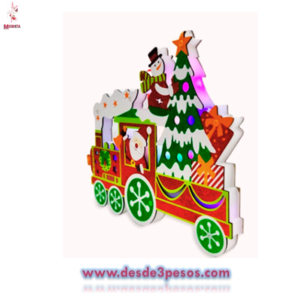 Adorno para Ventana Santaclaus en locomotora con colorido diamantado Luz Multicolor se conecta a la luz 35 x 28cm. TS-3004 - Imagen 2