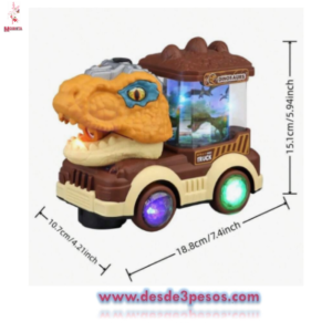 CARRITO Dinosaur World con luz musical y lanzamiento de humo ocupa 3 pilas AA no incluidas 17 x 13cm.