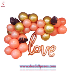 Kit Completo Globos Amor Amistad Love San Valentin 41 pza. 160cm. De largo medidas sin inflar y globos redondos #9