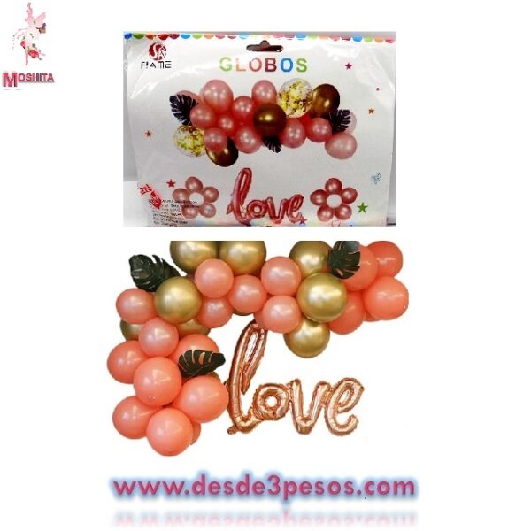 Kit Completo Globos Amor Amistad Love San Valentin 41 pza. 160cm. De largo medidas sin inflar y globos redondos #9 - Imagen 2