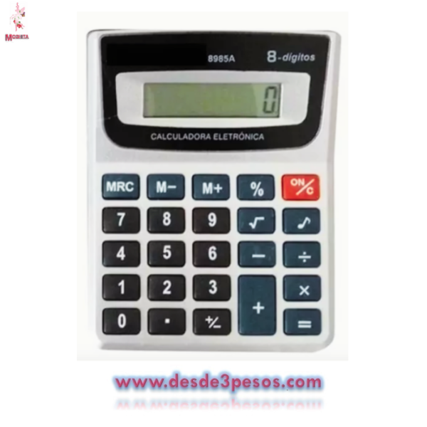 Calculadora SM-8985A 8 digitos tecla de plastico 12 x 9cm.