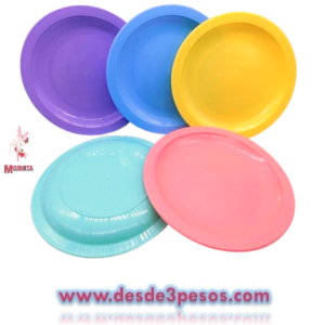Plato extendido de plástico en colores 19cm. diámetro