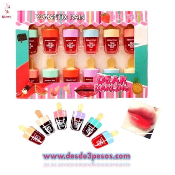 Caja con 12pza. Lipgloss para labios en forma de Paleta 6.5 x 3.5cm. presentaci?n como foto