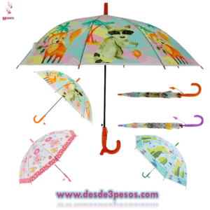 Sombrilla Infantil con silbato de pl?stico decorada 76 cm. De di?metro