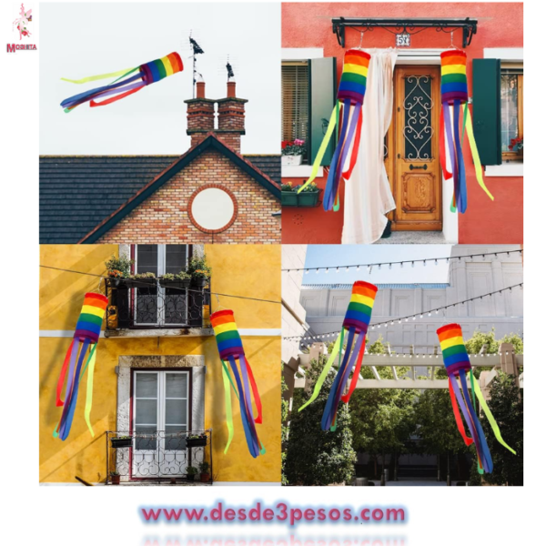 LGBT CALCETIN DE VIENTO arco iris 1mt. De largo por 6cm. Diametro - Imagen 2