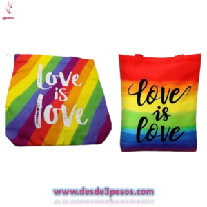 Bolsa de Lona Arcoiris medidas 36 x 36cm.