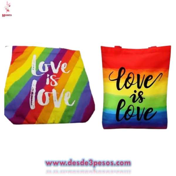 Bolsa de Lona Arcoiris medidas 36 x 36cm.