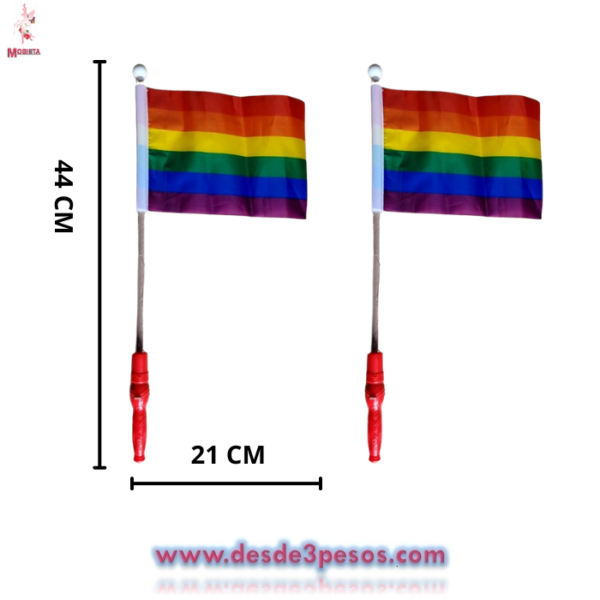 Bandera Arcoiris con luz en Baston 44 x 21cm. Pilas incluidas - Imagen 2