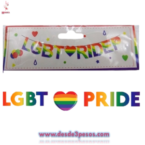 Tira de Banderin Frase LGBT PRIDE arcoiris 1.50cm. De largo