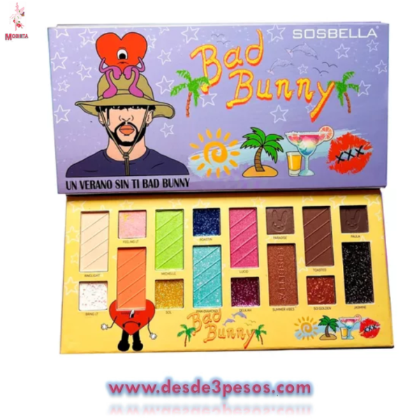 Paleta Favor Beauty con 16 tonos de sombras en color mate y glitter incluye espejo , 22 x 10cm.