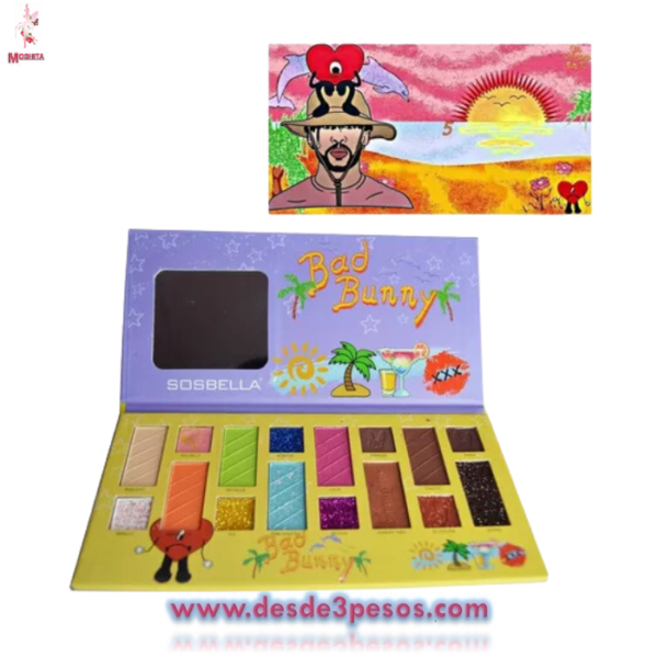 Paleta Favor Beauty con 16 tonos de sombras en color mate y glitter incluye espejo , 22 x 10cm. - Imagen 2
