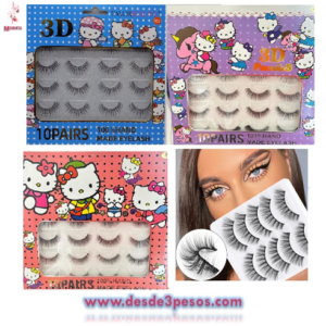 Estuche de 10 par de pestañas 3D FAVORBEAUTY 20 X 20CM.